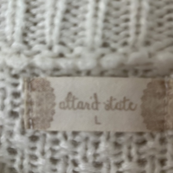 Altar’d State Sweater fringe on sides white balloon sleeves size L crewneck - Picture 6 of 16